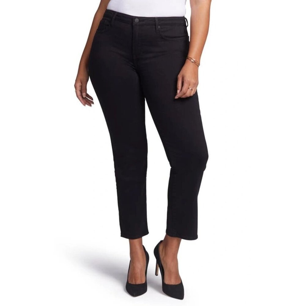 Curves 360 by NYDJ Slim Straight Ankle Jeans in Black 00 New Womens Denim pants